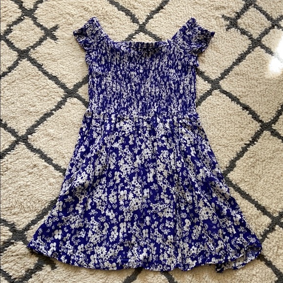 Express Dresses & Skirts - Blue and white flowered off the shoulder dress